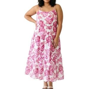 OLD NAVY XL Tiered Floral Baby Doll Linen Blend Cottagecore Maxi Dress Spring